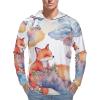 BTCOWZRV Men's Sun Protection Hoodie Shirts UPF 50+ Long Sleeve Rash Guard Fox And Clouds Sun Shirt Outdoor Style view 1