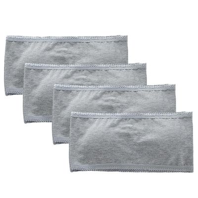 4 Pack Girls Bandeau Strapless Padded Bralettes Cami Wireless Tube Bra Seamless Lace Trim Cotton Bra for 8-14 Years Gray