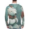 BTCOWZRV Men's Sun Protection Hoodie Shirts UPF 50+ Long Sleeve Rash Guard White Bear And Bird Sun Shirt Outdoor view 3