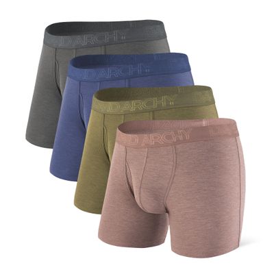 DAVID ARCHY Mens Underwear Boxer Briefs Soft Comfortable Boxers for Men Underwear 4 Pack Large