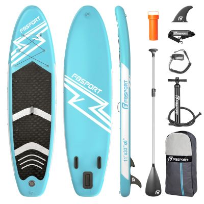 FBSPORT 11' Premium Stand Up Paddle Board, Yoga Board with Durable SUP Accessories & Carry Bag | Wide Stance, Surf Control, Non-Slip Deck, Leash, Paddle and Pump for Youth & Adult