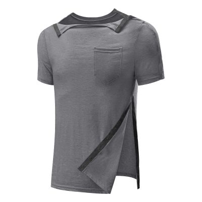 xoxingysm Post Shoulder Surgery Shirts Unisex Short Sleeve Shirt Premium Snap Chemo Clothing Tear Away Clothing After Surgery