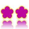 14K Gold Four Leaf Clover Stud Earrings for Women Lucky Flower Jewelry (Purple-14K Gold) view 1