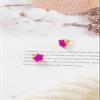 14K Gold Four Leaf Clover Stud Earrings for Women Lucky Flower Jewelry (Purple-14K Gold) view 4