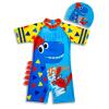 Kids Toddler Boys One  Rash Guard Swimsuit with Hat Short Sleeve UPF 50+ Sun Protective Bathing (F, 6-9 Years) view 2