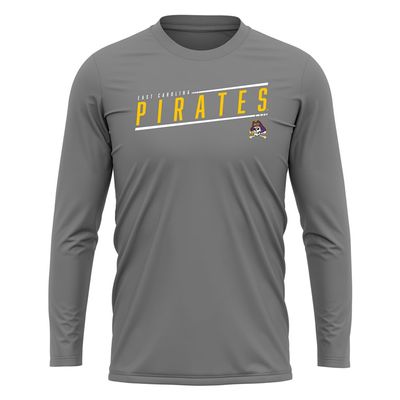 East Carolina University Sleek Collegiate Men's Sport Active Long Sleeve Shirt, Charcoal, Small