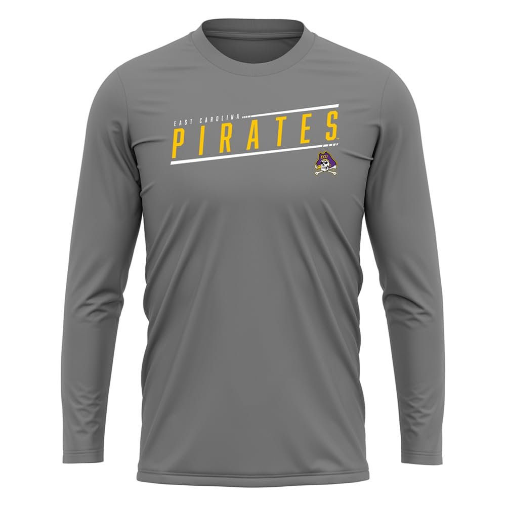 East Carolina University Sleek Collegiate Men's Sport Active Long Sleeve Shirt, Charcoal, Small