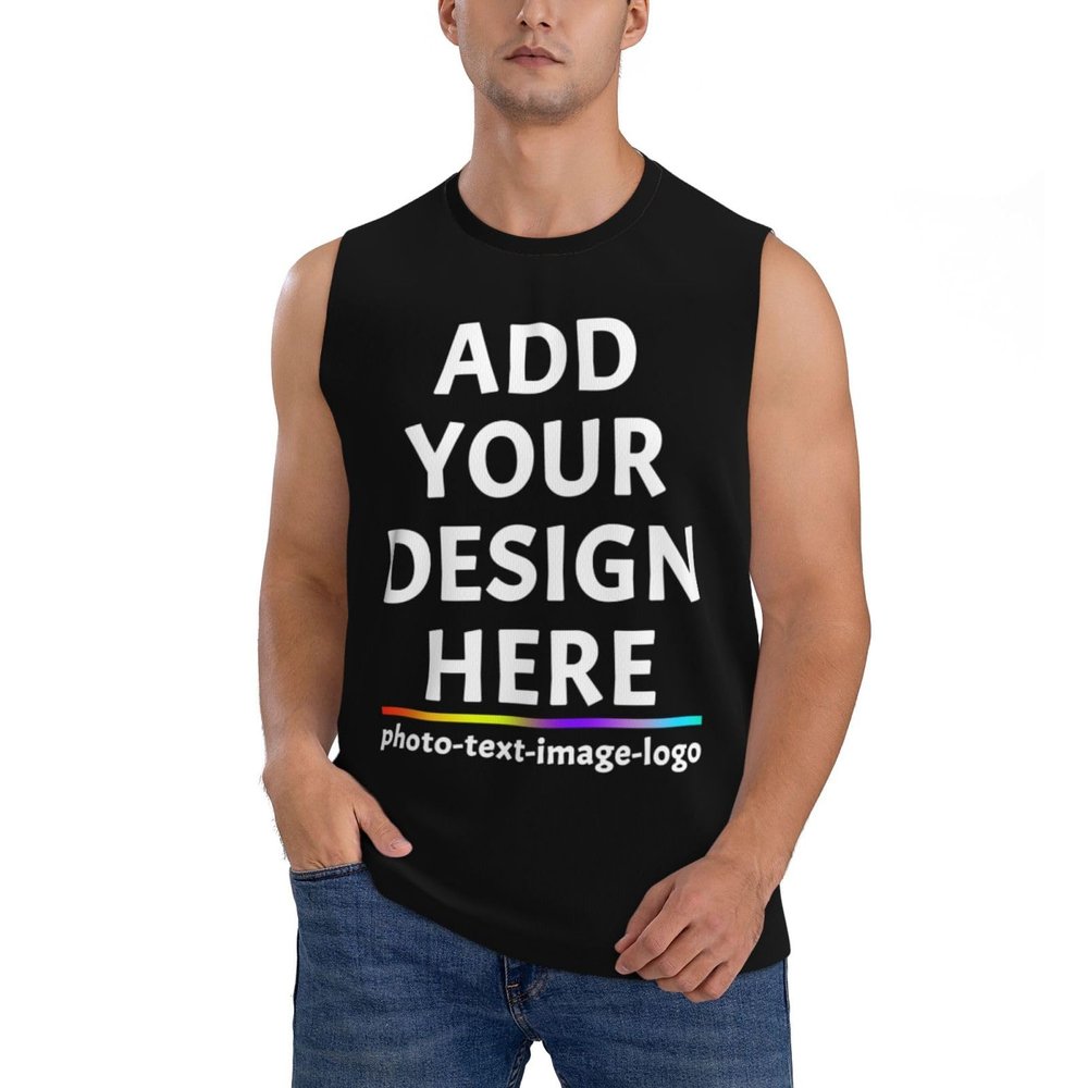 NineFit Basics Custom Sleeveless Shirts for Men,Personalized T Shirts Design Your Own,Custom Tank Tops Add Text/Photo/Logo Small Black
