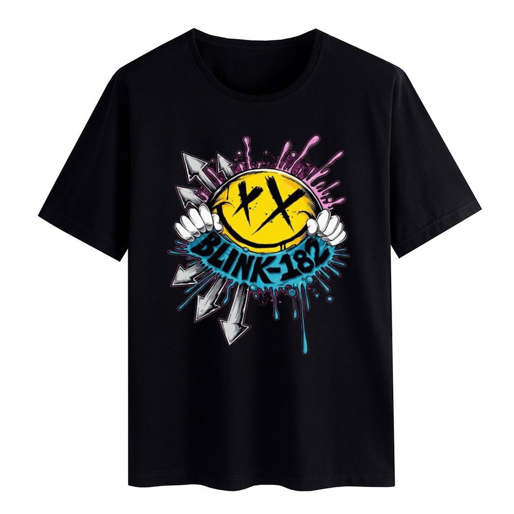 Teen Mens Blink Rock Band 182 T-Shirt Round Neck Short-Sleeve Tees T-Shirts, Cotton Tees Tops for Man M
