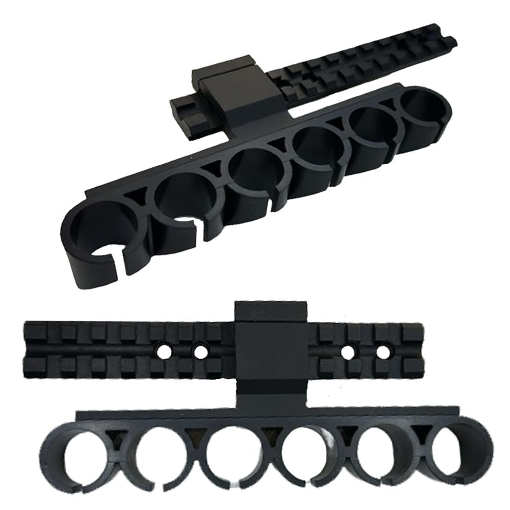 13 Slots Picatinny/Weaver Rail Scope Mount for Mossberg 500/590 / 835 Series & 12 Gauge Picatinny Side Saddle Ammo Holder, Installs on to Your Picatinny mounting Platform, Additional Gunsmithing