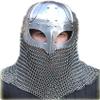 NineFit Basics Viking Helmet Battle Armor 18G Steel Chainmail Reenactment Knight Helmt SCA LARP, Silver view 1