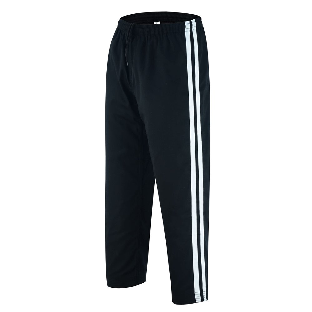 JAGUAR PRO GEAR - Stripped Karate Bottom Pants 8oz Light Weight for MMA Martial Arts Kids Adults Unisex (Black With White Stripes, 00)