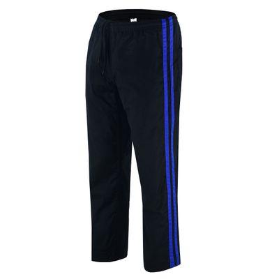 JAGUAR PRO GEAR - Stripped Karate Bottom Pants 8oz Light Weight for MMA Martial Arts Kids Adults Unisex (Black With Blue Stripes, 1)
