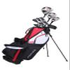 Aspire Golf Club Set for Men, Right Handed, Set Includes: 460cc Driver, #3 Wood, 21 Hybrid, No. 6-9 Irons, Pitching Wedge, Deluxe Putter, Stand Bag, and 3 Matching Head Covers, Black/red view 1