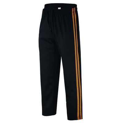 JAGUAR PRO GEAR - Stripped Karate Bottom Pants 8oz Light Weight for MMA Martial Arts Kids Adults Unisex (Black With Gold Stripes, 00)