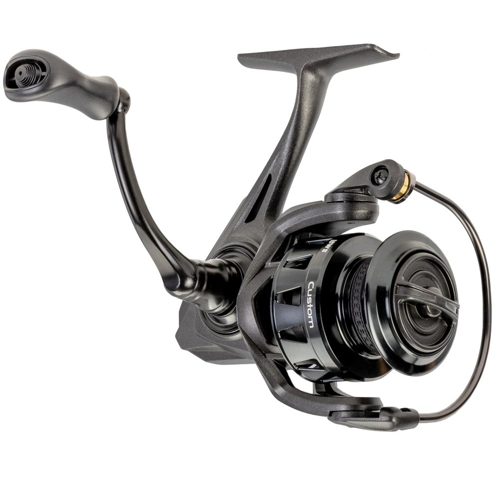 Lews Custom 200 Spinning Fishing Reel, Size 200 Reel, 9+1 Bearings, 6.2:1 Gear Ratio, Aluminum Frame and Sideplate, Screw-in Aluminum Handle