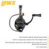 Lews Custom 200 Spinning Fishing Reel, Size 200 Reel, 9+1 Bearings, 6.2:1 Gear Ratio, Aluminum Frame and Sideplate, Screw-in Aluminum Handle view 4