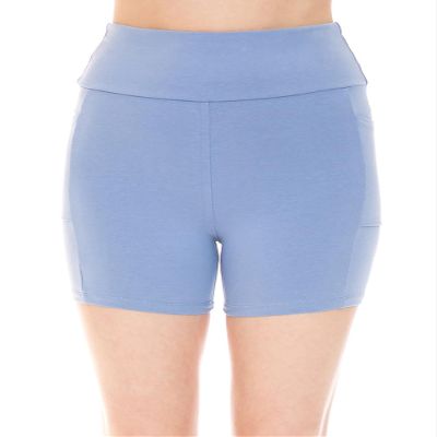 High Waist Side Pockets 3.75" Inseam Bike Shorts Chambray S