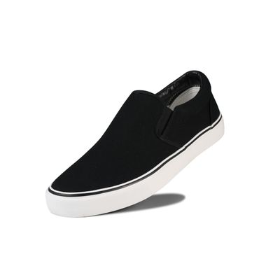 Men's Sneakers Classic Low Top Slip On Shoes Wide Canvas Skate Loafers Sneakers with Soft Insole Causal Dress Shoes for Men Comfortable Walking Shoes Slip on Sneakers for Men, Blackline, 12
