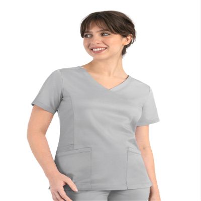 Maevn Matrix Womens Curved Mock Wrap Stretchy Medical Scrub Top