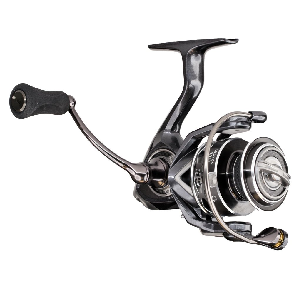 Lews Custom Lite Spinning Fishing Reel, 10+1 Stainless Steel Ball Bearings, Size 100 Reel, 5.6:1 Gear Ratio, Right or Left-Hand Retrieve, Carbon Grey
