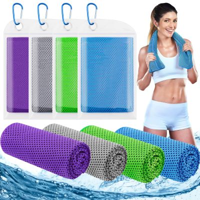 Leuceiy 4 Pack Cooling Towels (40"x12"), Cooling Towels for Neck and Face, Gym Towel for Working Out, Soft Breathable Microfiber Ice Towel for Yoga Sport Running Golf