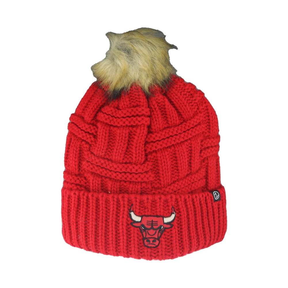 Chicago Bulls NBA Officially Licensed Women's Beanie Faux Fur Pom