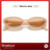 Breaksun Retro Oval Sunglasses for Women Men Fashion Small Oval Sunglasses 90s Vintage Shades (Nude/Champagne) view 2