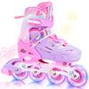 2PM SPORTS Kids Inline Skates Girls Ages 5-8 8-12 4-6 6-12 10-14 with Light Up Wheels, Adjustable Kids Blades Roller Skates for Girls Beginner Youth Outdoor Size 11C 1 2 3 4 5 6 7 8 Pink Butterfly view 1