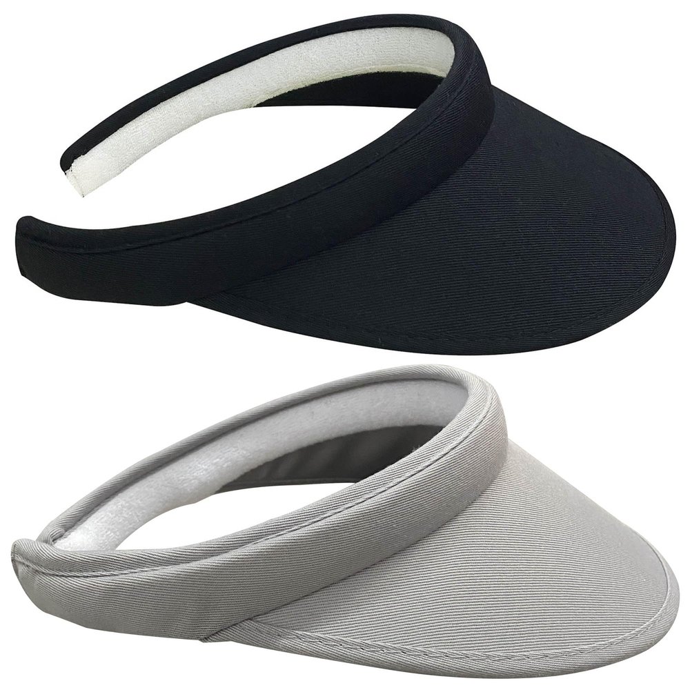 2 Pack Sun Visor Hats Women Men Clip On Wide Brim Visors Hat Outdoor Sports Golf Beach Travel Tennis Caps (Black+Grey)