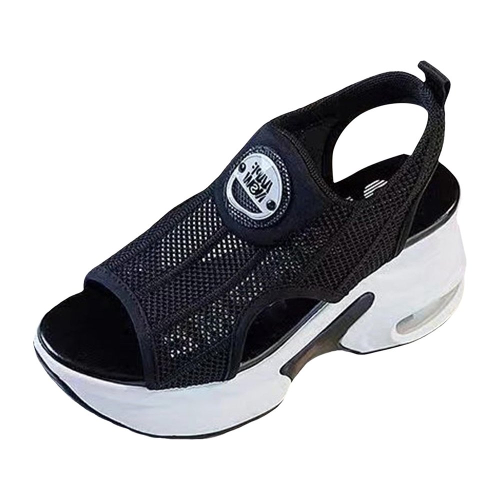 Generic Comfortable Working Nurse Shoes For Women Open Toe Sandals For Women Sandasls Summer Dressy Air Cushion Orthopedic Diabetic Walking Wedge Sneaker , 6.5, Black