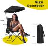YOUNG WOOD Portable Camping Chair Beach Chair with Shade Canopy, Fold Lightweight Oversized for All, Easy to Open and Close Without Installation, Side Pocket Design for All Outdoor Activities, Black view 2