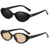 Breaksun Retro Oval Sunglasses for Women Men Fashion Small Oval Sunglasses 90s Vintage Shades (Black/Grey+Black/Brown) view 1