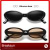 Breaksun Retro Oval Sunglasses for Women Men Fashion Small Oval Sunglasses 90s Vintage Shades (Black/Grey+Black/Brown) view 4