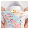 NineFit Basics Cross Lock Shoelaces Colorful Rainbow Elastic Flat Laces Without Ties Shoelace Sneakers No Tie Shoe Laces Shoestrings(Gray) view 3