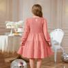 Arshiner Girls Fall Dress Kid Boho Long Sleeve Shirred Smocked Tiered Flowy Midi Semi Formal Wedding Solid Party Dresses with Pockets Pink 11-12 Years view 4
