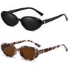 Breaksun Retro Oval Sunglasses for Women Men Fashion Small Oval Sunglasses 90s Vintage Shades (Black/Grey+Yellow Tortoise/Brown) view 1