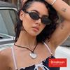 Breaksun Retro Oval Sunglasses for Women Men Fashion Small Oval Sunglasses 90s Vintage Shades (Black/Grey+Yellow Tortoise/Brown) view 2