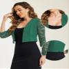 Allegra K Lace Shrug for Women Elegant 3/4 Sleeve Open Front Sheer Floral Cardigan Formal Bolero Jacket Large Dark Green view 2