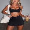 OZICERD High Waisted Golf Skort Tennis Skirt for Women Bodycon Mini Skirt Short Pickleball Athletic Skirt with Shorts Black M view 2
