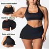 OZICERD High Waisted Golf Skort Tennis Skirt for Women Bodycon Mini Skirt Short Pickleball Athletic Skirt with Shorts Black M view 4
