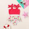 YOUNGER TREE Toddler Girls Two Pieces Swimsuit Color Block Stripe Swimwear Summer Beach Bathing Suit 18M-5TRed#Flower 18-24 Months view 2