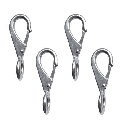 Generic 2/4Pcs Fixed Snap Hook, Stainless Steel 316 Mini Directional Hook with Fixed Ring Boat Rigging Quick Release Fixing Buckle (56mm(0#)-4Pcs), sliver