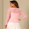 Allegra K Ruffle Mesh Shrug for Women's Long Sleeves Self Tie Casual Bolero Cardigan Large Pink view 2