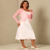Allegra K Ruffle Mesh Shrug for Women's Long Sleeves Self Tie Casual Bolero Cardigan Large Pink view 3