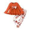 Ayzozuy Toddler Girl's Clothing Bow Tie High Low Long Sleeve Solid Color Top and Pants Girl's Fall/Winter Set (5-6T) view 1