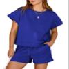 Dokotoo Workout Sets For Women Short Sleeve Sweatshirts Sweatpants With Pockets Summer Outfits 2025 Spring Casual Cute Valentines Pajamas For Women Blue Small view 1