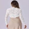 Allegra K Floral Lace Bolero Shrug for Women Elegant Long Sleeve Sheer Cropped Lace Cardigan Large White view 3