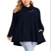 LARACE Cowl Neck Sweatshirts For Women Plus Size Tops With Pockets Long Sleeve Tunic Casual Pullover Button Down Shirt (Darkblue M) view 1