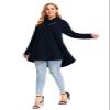 LARACE Cowl Neck Sweatshirts For Women Plus Size Tops With Pockets Long Sleeve Tunic Casual Pullover Button Down Shirt (Darkblue M) view 3